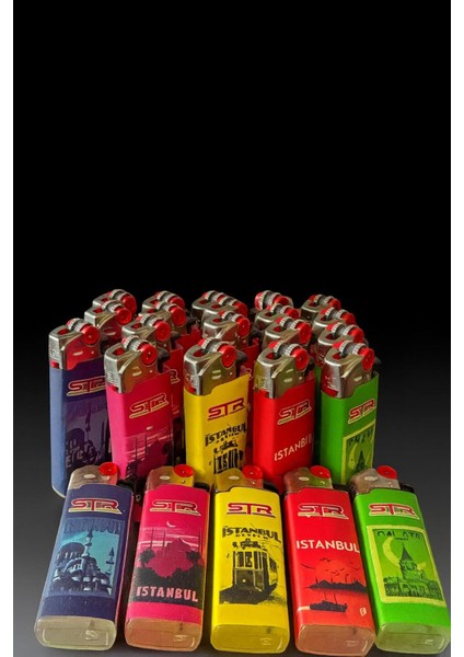 Str Istanbul Desenli Gazlı Taşlı Çakmak – 25’li Set
