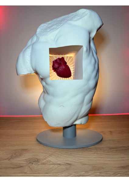 Kalpli Antik Heykel Büst (3d Taş Görünümlü Dekor)