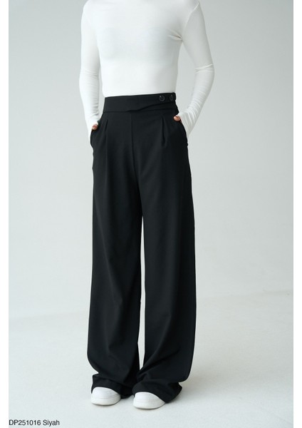 Kadın Yüksek Bel Palazzo Cepli Pantolon
