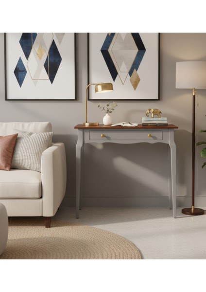 120 cm Masif Konik Gri Ceviz Dresuar