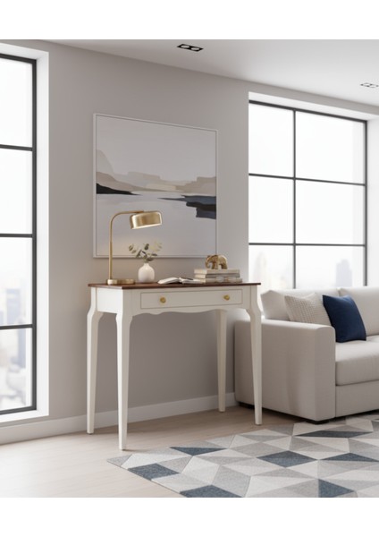 110 cm Masif Konik Krem Ceviz Dresuar