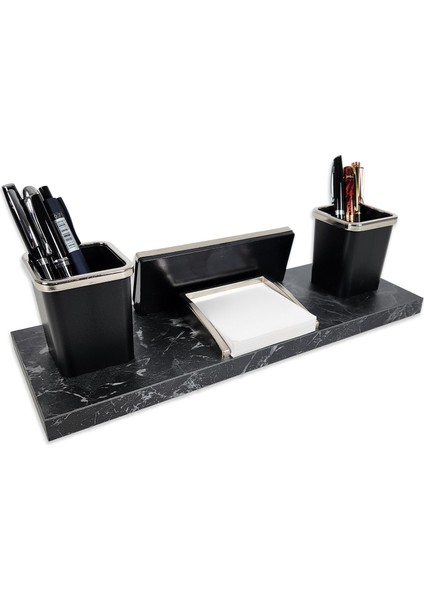 Nevila Siyah Mermer Desen Lüks Masa Isimliği Kalemlik Notluk Isimlik Seti fiyatları