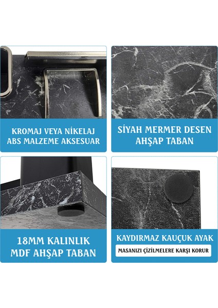 Nevila Siyah Mermer Desen Lüks Masa Isimliği Kalemlik Notluk Isimlik Seti fırsatları