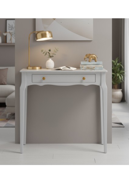 120 cm Masif Konik Açık Gri Dresuar