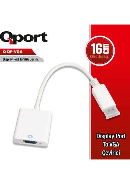 Qport Q-Dp-Vga Dv Dısplay Port To VGA Dönüştürücü