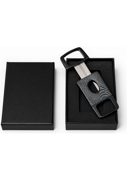 Karbon Desenli Çelik Puro Kesici – Lüks Kutulu Model