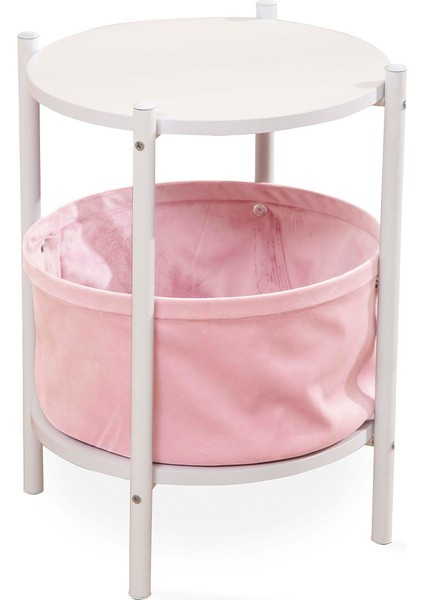 Pamira Çantalı Sehpa Beyaz / Pembe