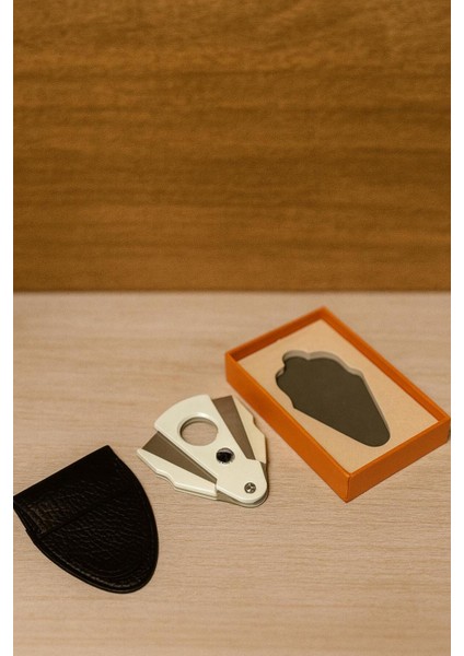 Luxury Metal Puro Makası – Çelik Çift Bıçaklı Kesici + Deri Kılıf ve Özel Kutusu