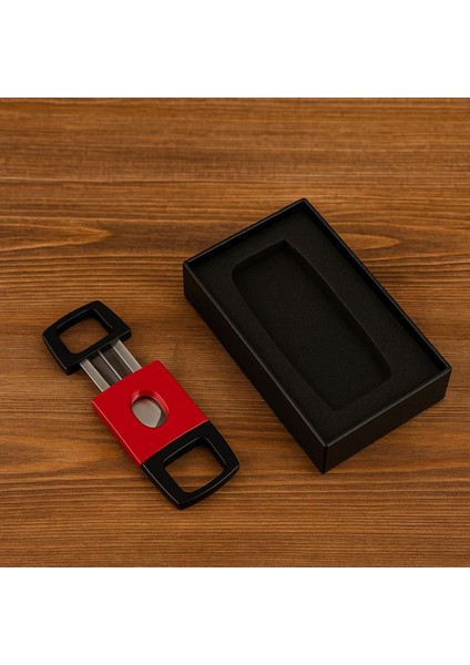 Kırmızı-Siyah Çift Bıçaklı Premium Puro Kesici – Metal Gövdeli