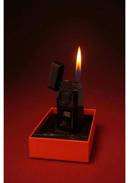 Dijital Ekranlı USB Şarjlı Elektrikli Çakmak – Renkli Metal Gövde, Dokunmatik Isıtmalı