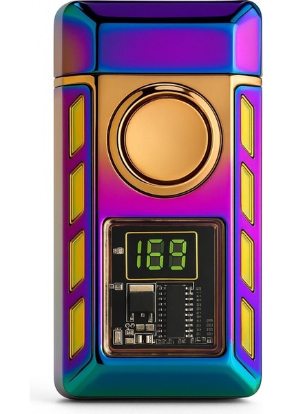 Dijital Ekranlı USB Şarjlı Elektrikli Çakmak – Renkli Metal Gövde, Dokunmatik Isıtmalı