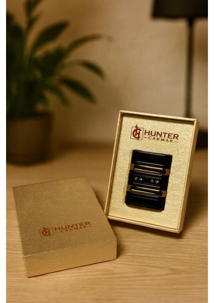 Hunter Gold Touch Pürmüzlü Gazlı Çakmak – Şarjlı Ateşleme Lüks Seri