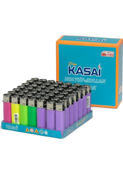 Kasai Slim Renkli Çakmak 50’li Paket – Clipper Model Benzetimli