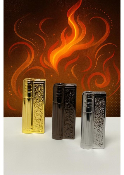 Gazlı Muhtar Çakmağı – Işlemeli Metal Gövde, Altın, Gümüş ve Siyah Modeller modelleri