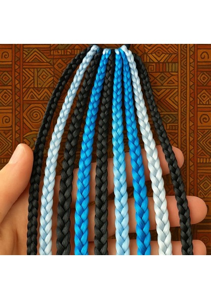 Mavi Siyah Örgülü Saç Tokası-Renkli Örgü Saç Tokası-Tokalı