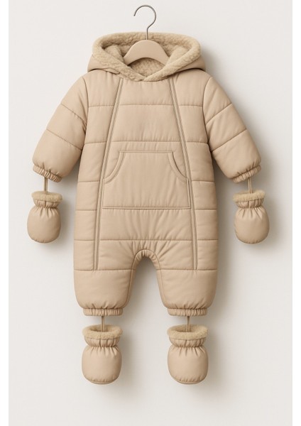 Özel Tasarım Cepli,kapüşonlu Tak-Çıkar Patik ve Eldivenli Bebek-Çocuk Kozmonot-Astronot Tulum Mont