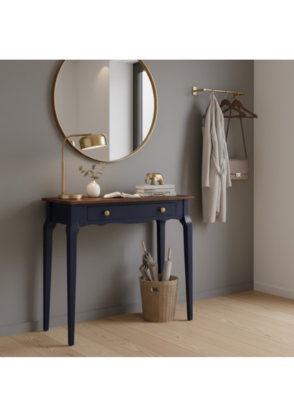 110 cm Masif Konik Lacivert Ceviz Dresuar