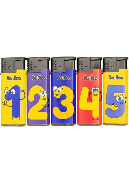 Renkli ve Baskılı Beşli Çakmak Seti – Karışık Tasarımlı