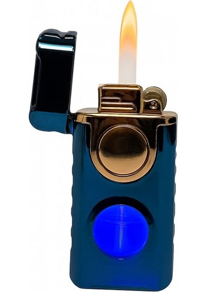 LED Işıklı Metal Gazlı Çakmak – Kapaklı ve Şarj Göstergeli Model