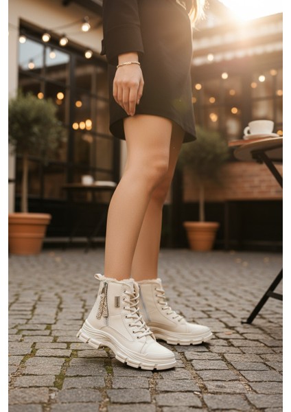 Conpax 5428 Bej Kadın Fermuarlı & Bağcıklı Bot fiyatları