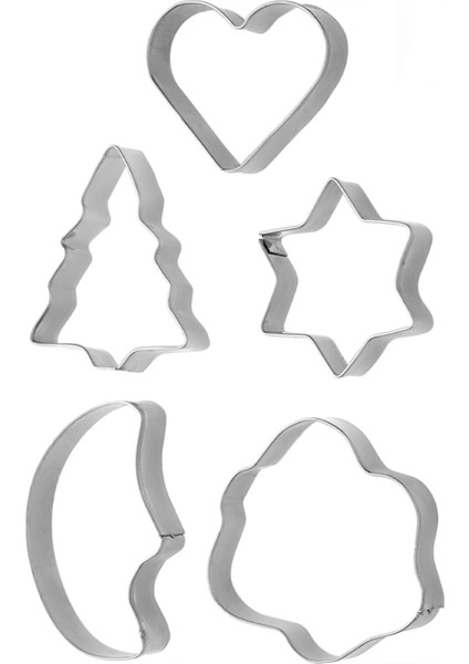 5 Parça Metal Bisküvi Kurabiye Kalıp