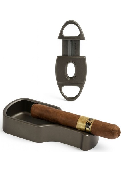 Puro Kül Tablası ve Çelik Kesici Seti – Şık Kutulu Puro Aksesuarı modelleri