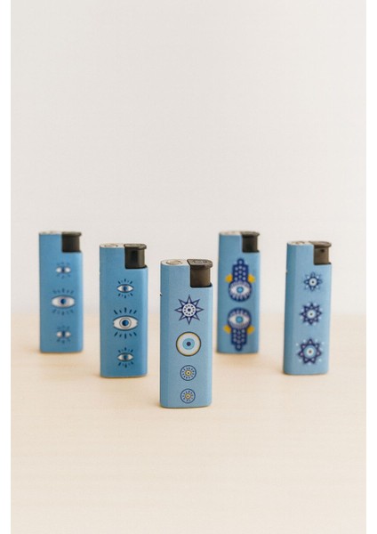 5’li Nazar Boncuğu Desenli Metal Çakmak Seti – Gazlı, Şık ve Dayanıklı fiyatları