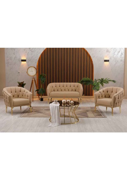 Asel Krem Ofis Koltuk Takımı