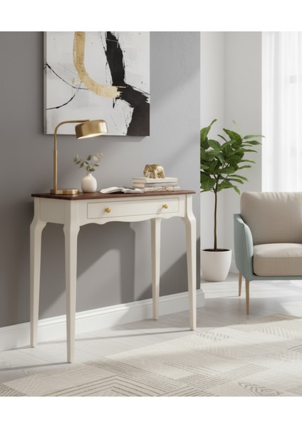 120 cm Masif Konik Krem Ceviz Dresuar