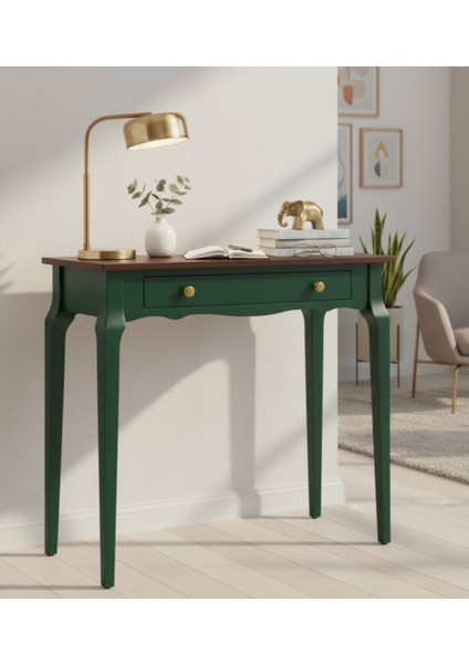 120 cm Masif Konik Yeşil Ceviz Dresuar