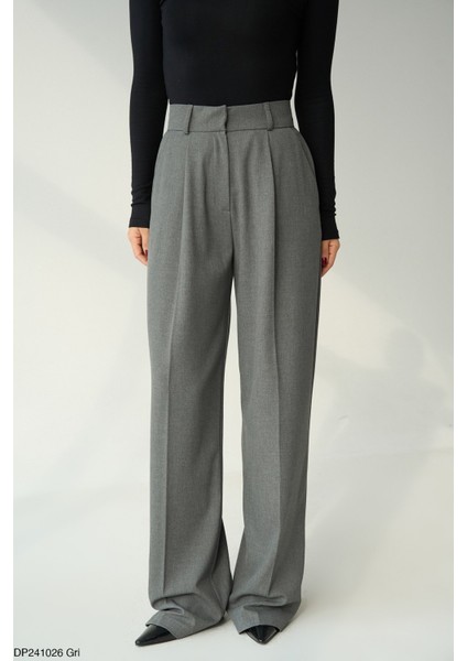 Kadın Yüksek Bel Palazzo Cepli Pantolon
