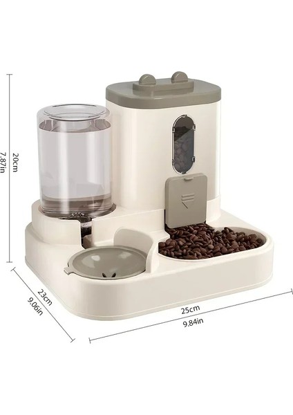 Kedi ve Köpek Mama Su Kabı Çift Hazneli Elektriksiz Besleme Sistemi Pratik Kullanışlı Mama Su Kabı