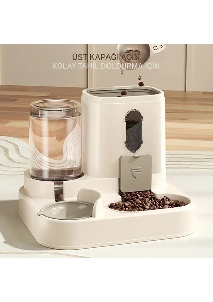Kedi ve Köpek Mama Su Kabı Çift Hazneli Elektriksiz Besleme Sistemi Pratik Kullanışlı Mama Su Kabı indirimleri