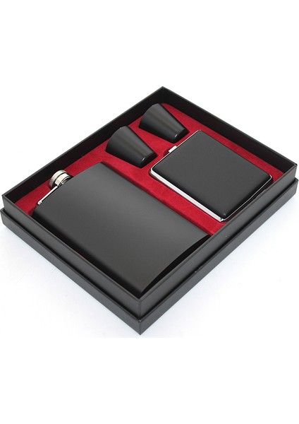 Paslanmaz Çelik 2 Shot Bardak ve Sigara Tabakalı Matara Seti