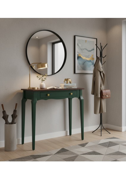 110 cm Masif Konik Yeşil Ceviz Dresuar