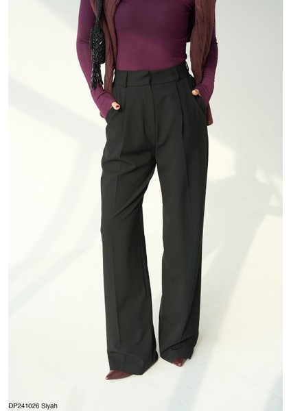 Kadın Yüksek Bel Palazzo Cepli Pantolon