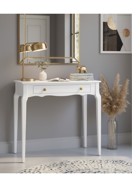 110 cm Masif Konik Beyaz Dresuar