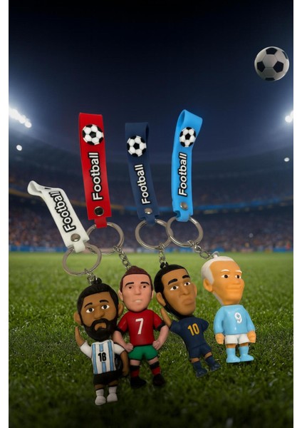 Futbol Fenomenleri Silikon Anahtarlık 4’lü Set – Futbol Yüzlü Karakter Anahtarlık