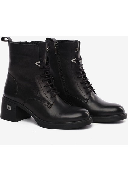 Kadın Siyah Hakiki Deri Topuklu Bot modelleri