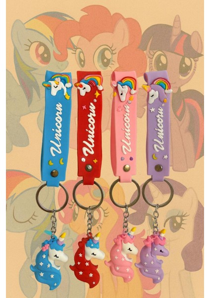 Pony Çizgi Film Karakterli Silikon Anahtarlık 4’lü Set