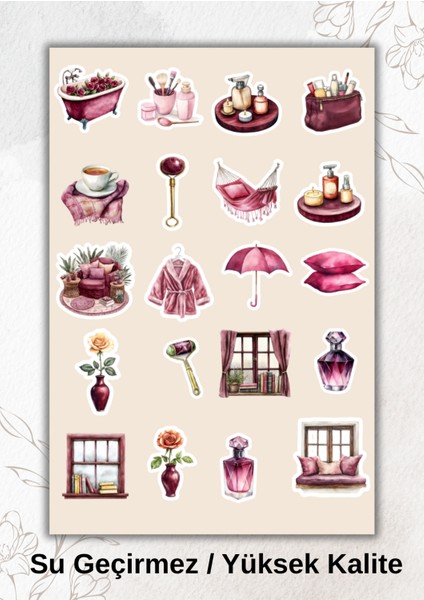 Bordo Kız Neşesi Sticker Ajanda Bullet Journal YRM084