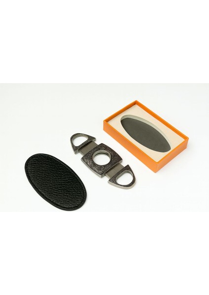 Lüks Oyma Desenli Çelik Puro Kesici – Çift Bıçaklı, Hediye Kutulu fiyatları