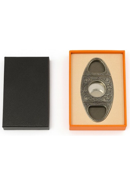 Lüks Oyma Desenli Çelik Puro Kesici – Çift Bıçaklı, Hediye Kutulu modelleri