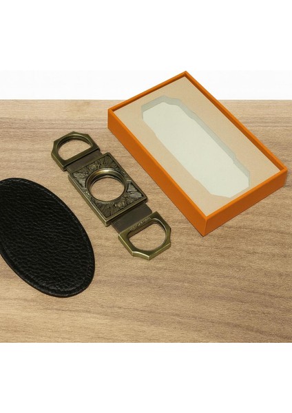 Vintage Pirinç Tasarım Puro Makası – Çift Bıçaklı Metal Kesici + Özel Kutulu