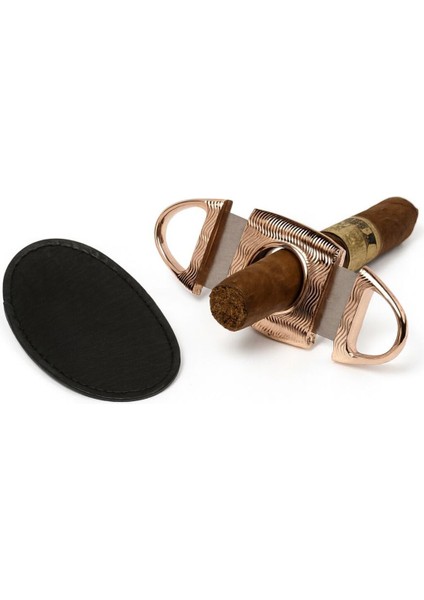 Çift Bıçaklı Metal Gold Cigar Cutter – Deri Kılıflı Premium Puro Kesici fırsatları
