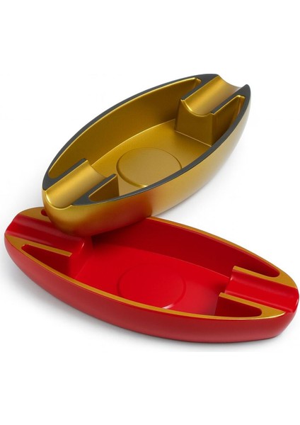 Metal Puro Kül Tablası – Kırmızı ve Altın Renk Şık Masaüstü Aksesuar