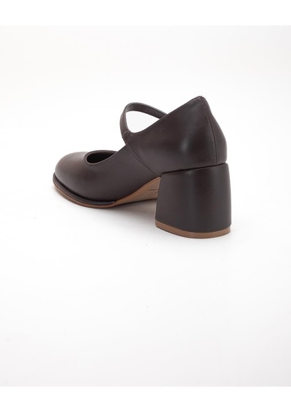 Kahverengi Kadın Kalın Topuklu Ayakkabı Baretli Vardola Kalın Tokalı indirimleri