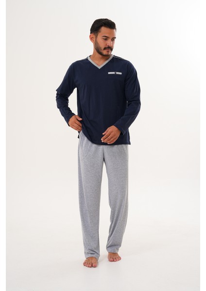 8001 Düz V Yaka Pijama Tk.