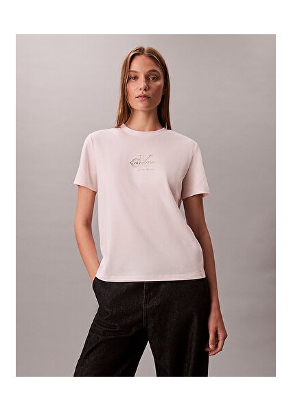 Kadın Allık Pembe Baskılı T-Shirt modelleri