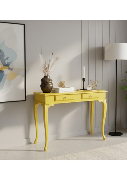 120 cm Masif Çekmeceli Lükens Sarı Dresuar